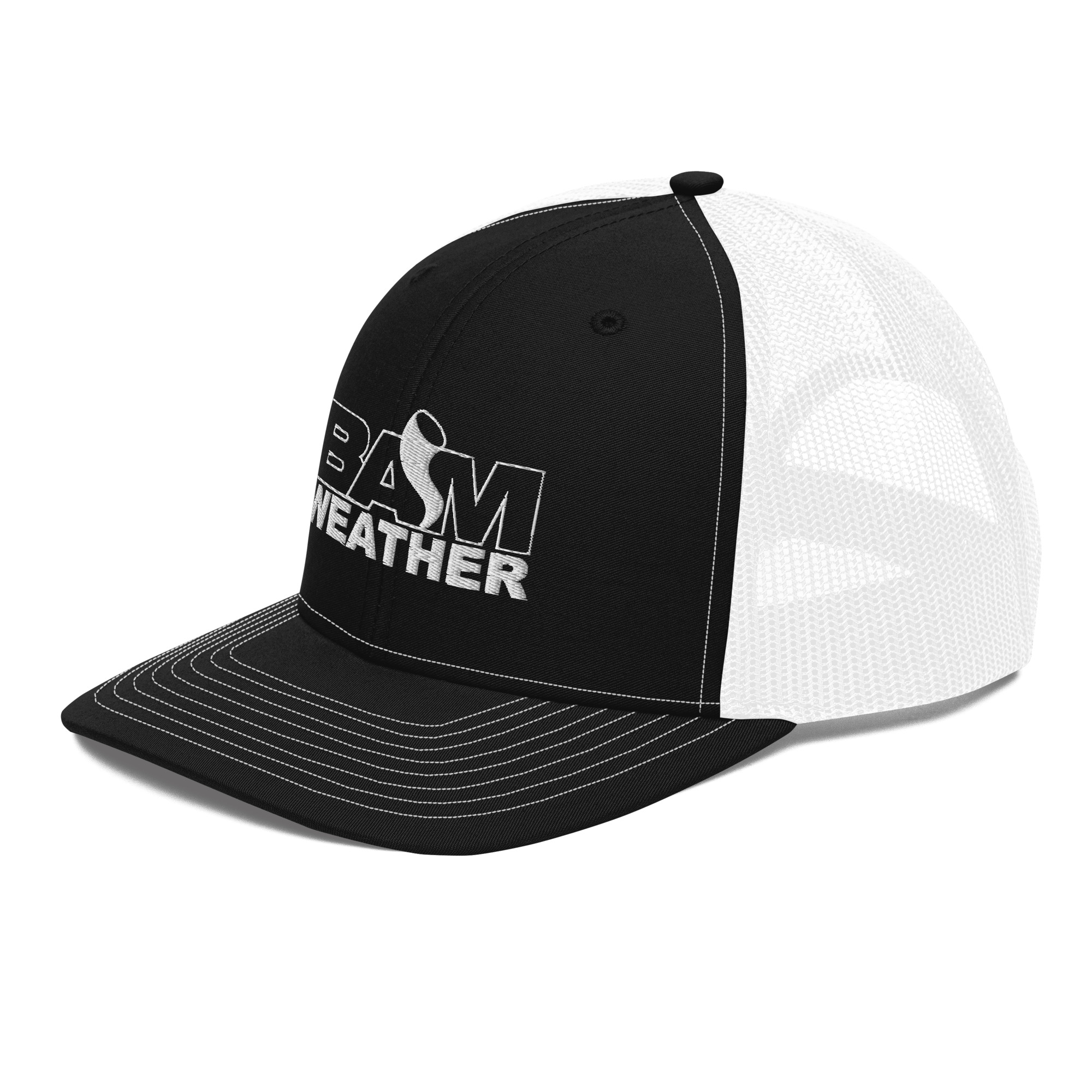 BAM Weather Trucker Cap All White Logo - Image 4